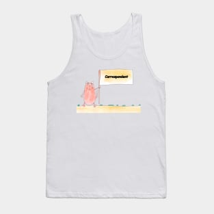 Correspondent. Profession, work, job. Cat shows a banner with the inscription. Watercolor illustration. A gift for a professional. Tank Top